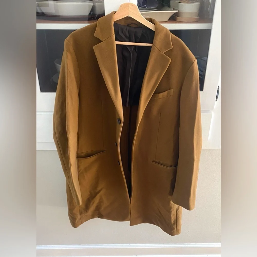 Banana Republic Mario Bellucci Wool Cashmere Camel Tan Coat Mens Size Large